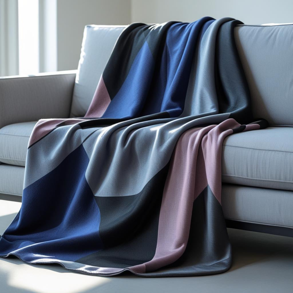 Midnight Blue, Lavender & Charcoal Diamond Throw | Kottonk® Australia