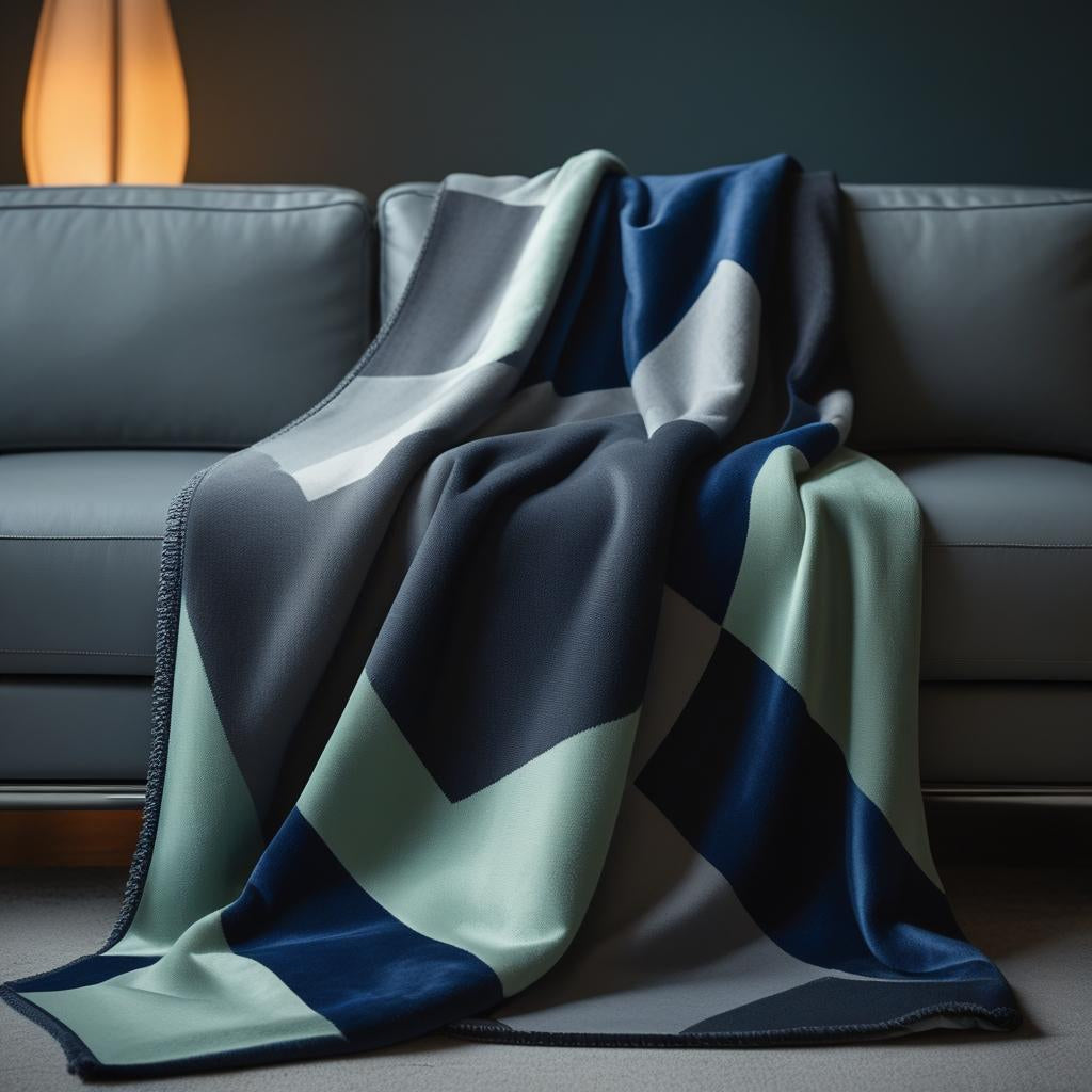 Midnight Blue, Lavender & Charcoal Diamond Throw | Kottonk® Australia