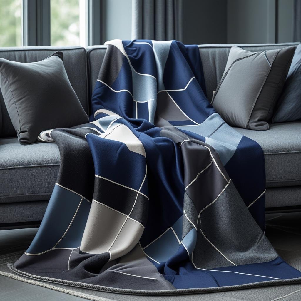 Midnight Blue, Lavender & Charcoal Diamond Throw | Kottonk® Australia