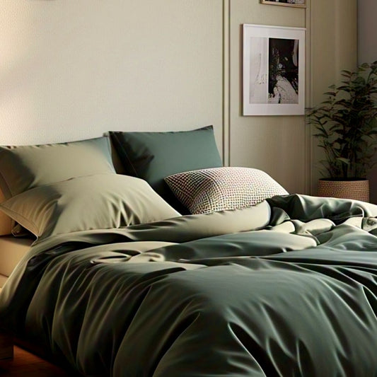 Sage green cotton quilt cover – calming bedding set by Kottonk