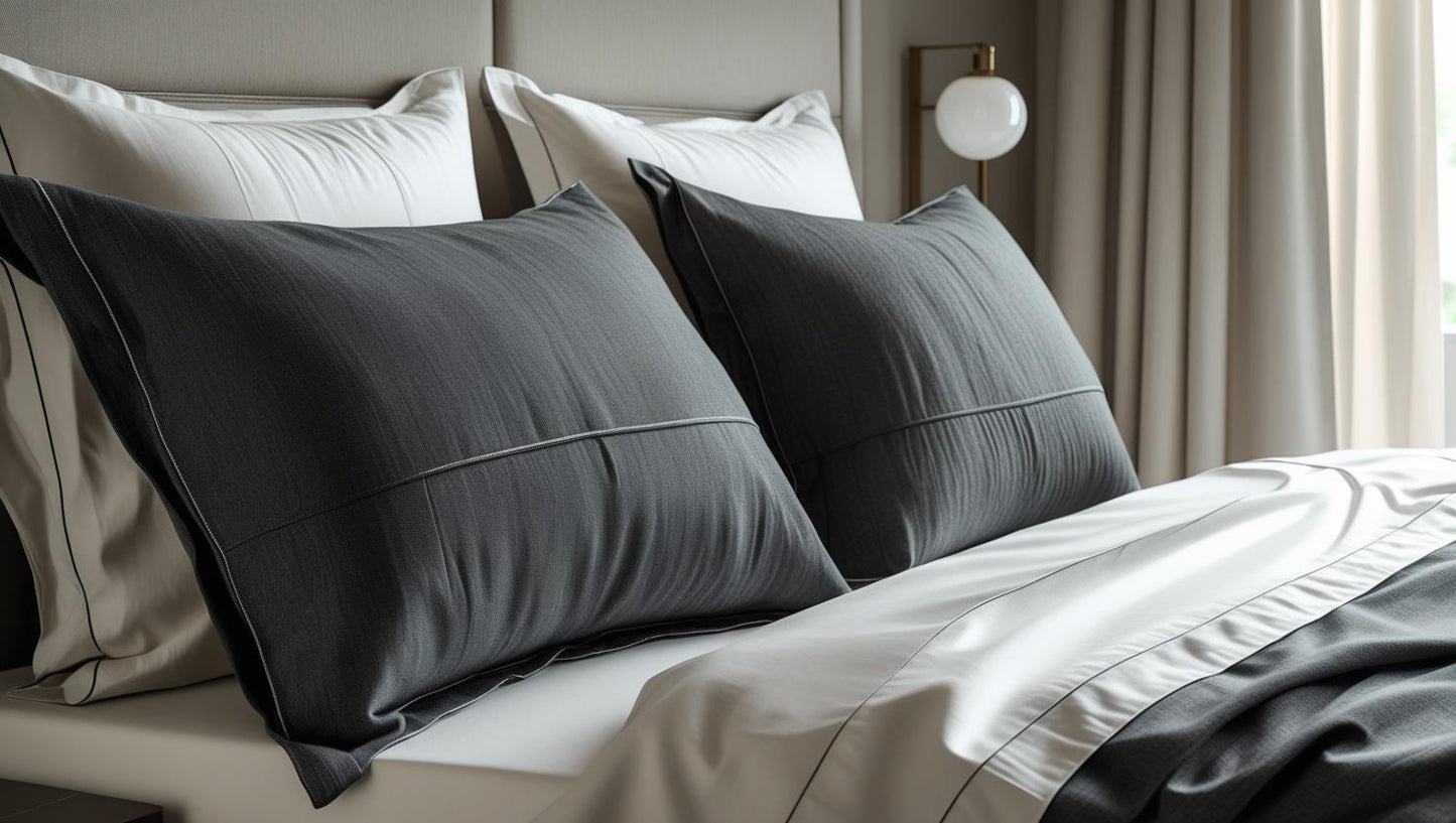 Charcoal Grey Organic Cotton Pillow Cover Set – Pair of Pillowcases