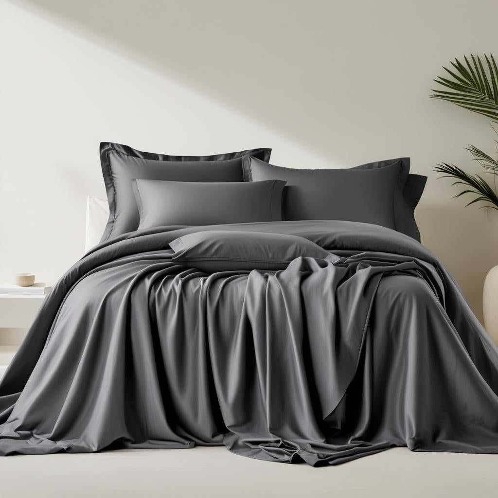 Charcoal Grey Sheet Set – Fitted, Flat & Pillowcases