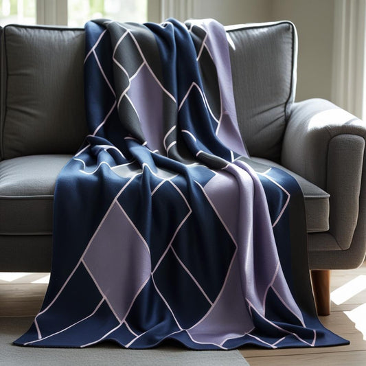 Midnight Blue, Lavender & Charcoal Diamond Throw | Kottonk® Australia