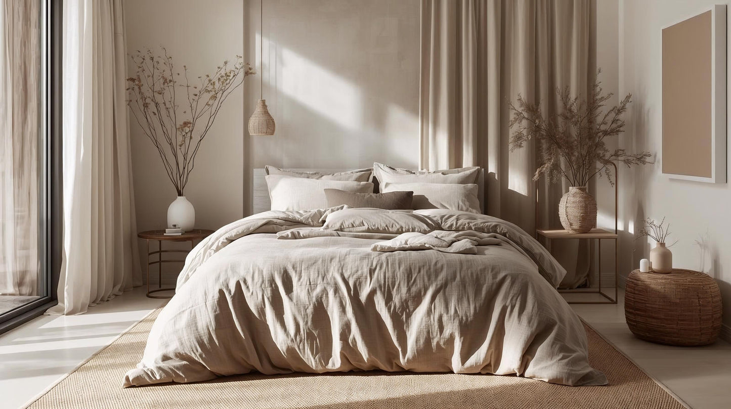 Dune Taupe Linen Quilt Cover Set – 100% Pure Linen Bedding with Matching Pillowcases | Luxury Doona Cover Australia
