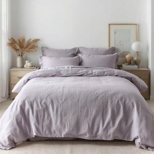 Soft Lavender Fog Linen Quilt Cover Set – 100% Pure Linen Bedding with Matching Pillowcases | Luxury Doona Cover Australia