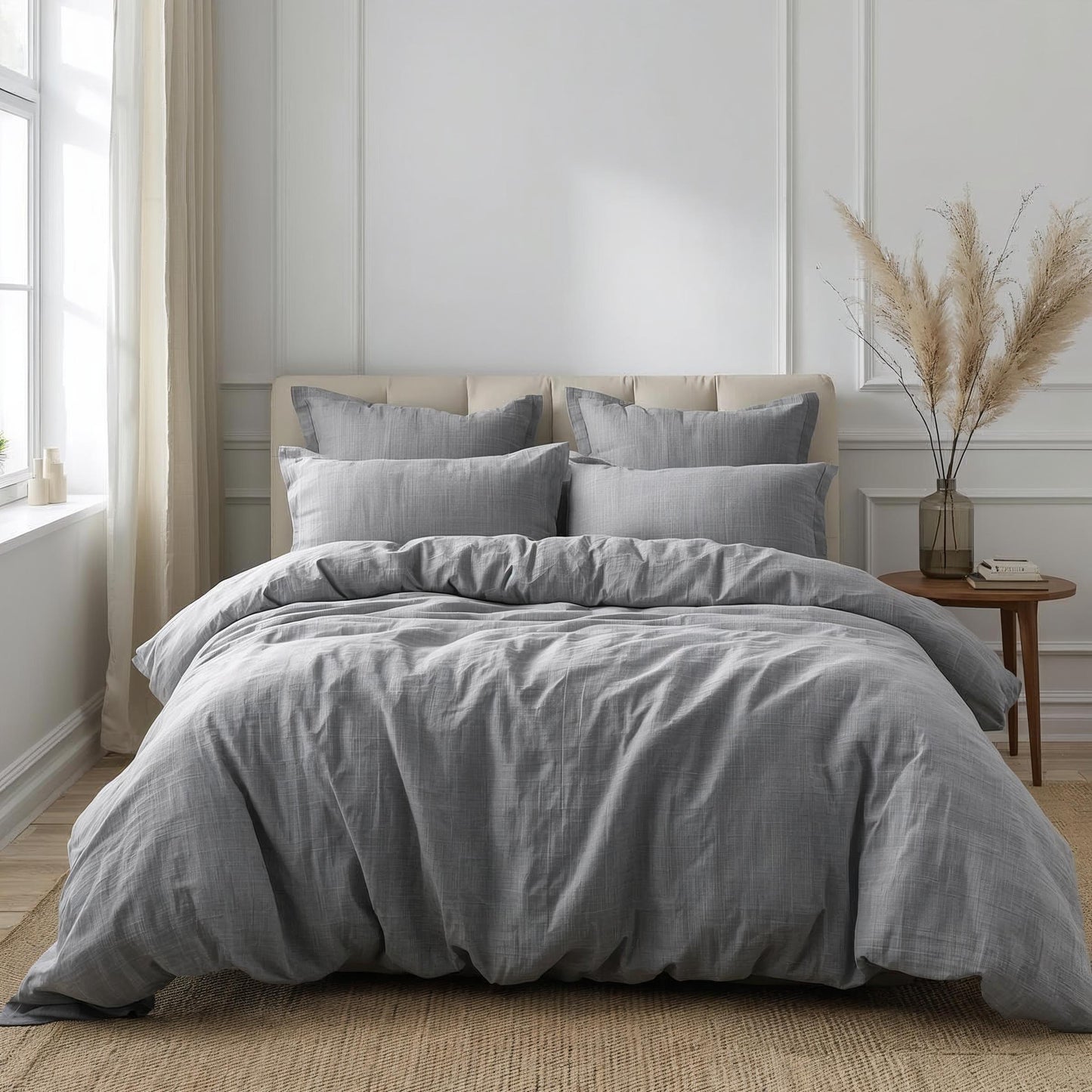 Pebble Grey Linen Quilt Cover Set – 100% Pure Linen Bedding with Matching Pillowcases | Luxury Doona Cover Australia