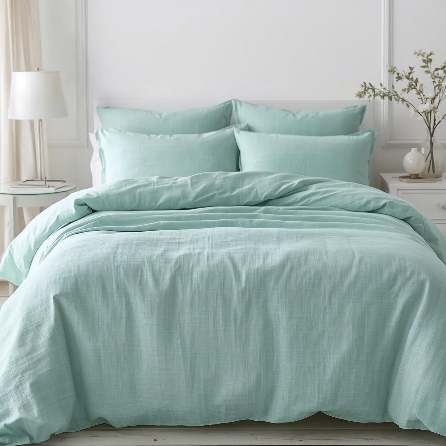 Seafoam Whisper Linen Quilt Cover Set – 100% Pure Linen Bedding with Matching Pillowcases | Luxury Doona Cover Australia