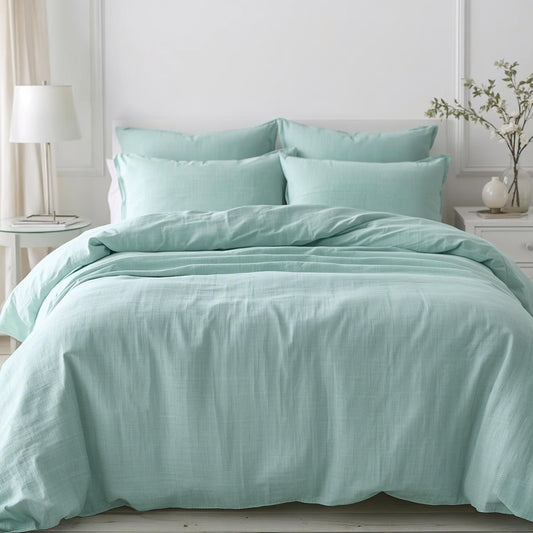 Seafoam Whisper Linen Quilt Cover Set – 100% Pure Linen Bedding with Matching Pillowcases | Luxury Doona Cover Australia