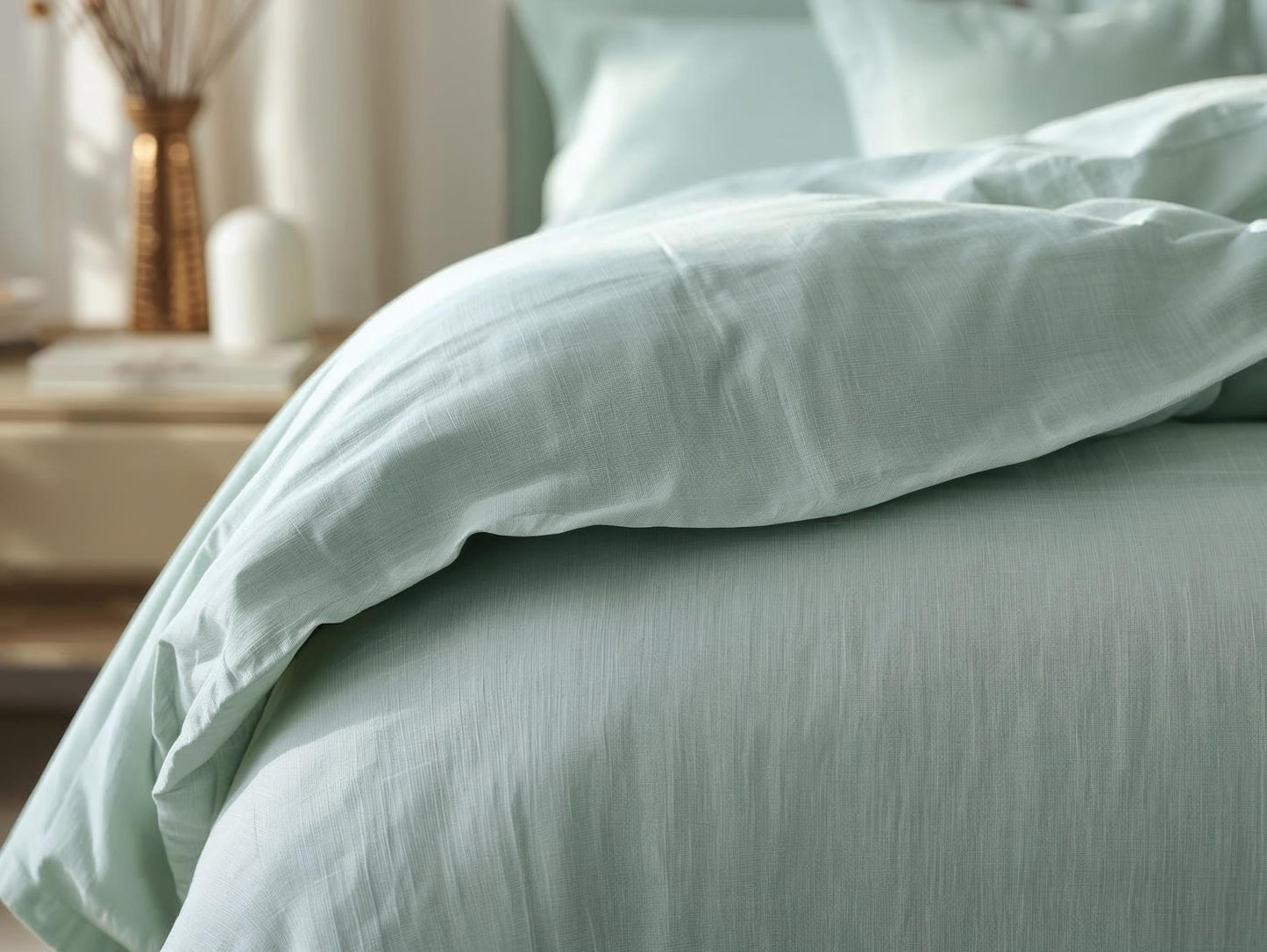 Seafoam Whisper Linen Quilt Cover Set – 100% Pure Linen Bedding with Matching Pillowcases | Luxury Doona Cover Australia
